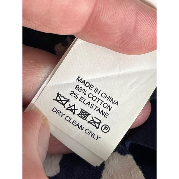 Kate Spade‎ Cloud Dot Straight Leg Cotton Blend Navy White Ankle Pant Size 2 - Picture 11 of 11